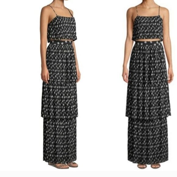 Fame and Partners Boho Tiered Maxi Skirt Polka Dots Elegant Chic - US Size 0 EUC - Picture 2 of 11